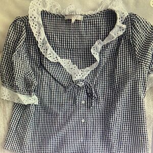 Wayf Black and White Gingham Blouse